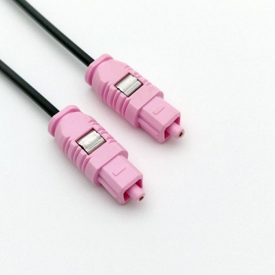 Pink Toslink optical audio cable connectors - 1m gold - plated digital audio jumper