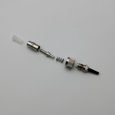 Unassembled FC connector detail for 250µm transparent plastic optical fiber