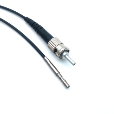 Close-up of the standard ST connector on ST1000-RCPOF1000B rolling stock POF jumper